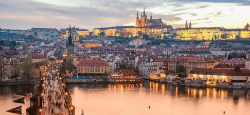 Prague, Czech Republic, highlighting the EVADAV office location